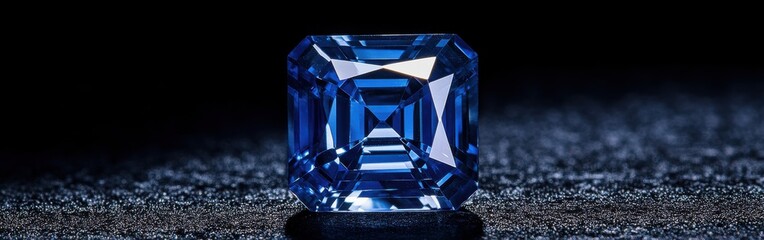 Poster - Stunning blue sapphire glistens against a dark backdrop showcasing its brilliance and clarity