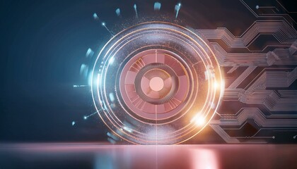 Consumer future and technology concepts: Quantum computing concept, glowing circuits and particles.