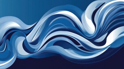 Aufkleber - Dynamic abstract composition featuring flowing blue waves on a dark background for visual inspiration and creativity