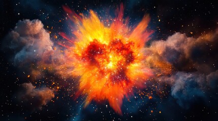Poster - Dramatic supernova explosion radiating brilliant light and energy in the depths of space