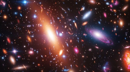 Poster - Exploration of a vibrant deep-space galaxy with billions of stars and swirling nebulae captured in cosmic wonder