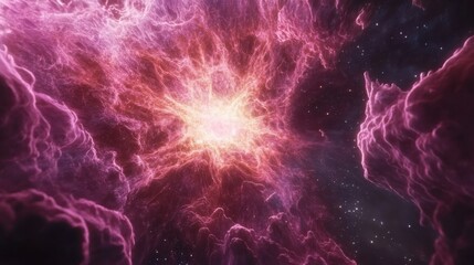 Poster - Stunning cosmic explosion displaying vibrant colors and swirling gases in deep space