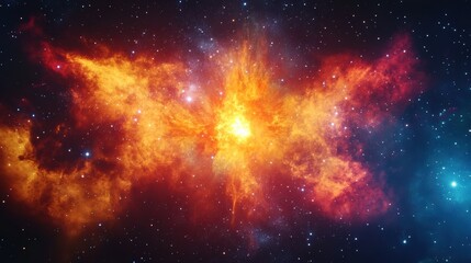 Poster - Cosmic explosion of color showcases a brilliant supernova in the vast universe