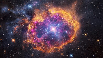 Poster - Breathtaking cosmic display showcases the vibrant aftermath of a supernova in deep space