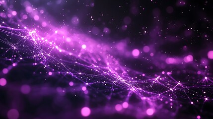 Neural network of neurons with purple glowing connection