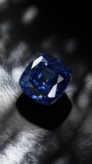 Poster - Radiant blue sapphire showcasing brilliant facets on a dark surface with subtle reflections