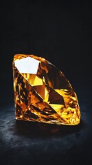 Poster - Golden yellow topaz gemstone beautifully captured on a black background showcasing its brilliance and clarity