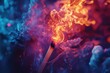 © khalid_spk - A close up of a burning matchstick with a glowing ember vibrant flames