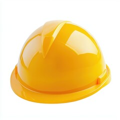 A yellow plastic hard hat isolated on white background