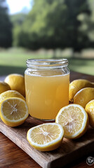 Wall Mural - Rustic-style lemonade in a vintage glass surr