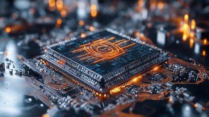Leinwandbilder - Quantum chip closeup technology hub digital art minimal reflective surface studio environment innovation concept