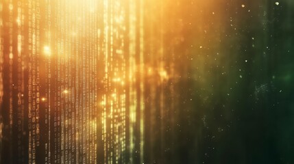 Abstract Golden Binary Code Stream Background - Futuristic Tech Design