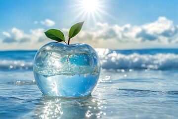 Wall Mural - gala apples with drops of water isolated on white background. Green apple falling into water, isolated on white background.ecotourism and consumption of natural and organic fruits. Concept harmony bet