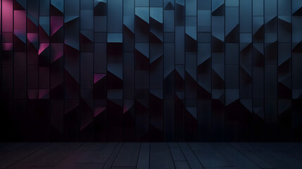 Wall Mural - polished tiles arranged to create a 3d wall. triangular, futuristic background formed from black blo