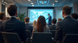 © Amir Bajric - A group of business professionals gathered in a seminar, attentively watching a digital presentation. The scene captures the atmosphere of a formal corporate environment