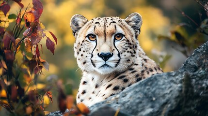 Wall Mural - majestic cheetah in autumnal setting. wildlife, nature, animal portrait.