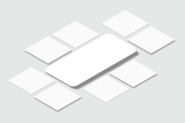 Wall Mural - social media post interface mockup. social media mobile app page template design for user carousel s