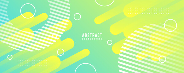 Wall Mural - green yellow abstract background overlap layer on bright space with rounded lines effect decoration.