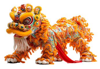 Vibrant Lion Dance Costume Isolated on Transparent Background