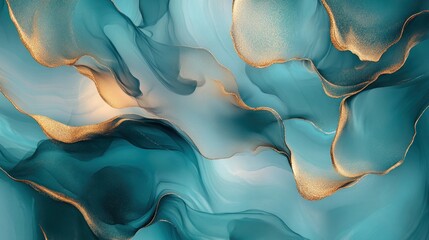 Poster - Abstract Blue and Gold Swirling Artwork