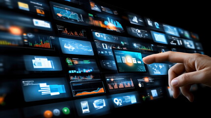 Leinwandbilder - Interactive data visualization analysis digital workspace infographics modern technology Blur Background