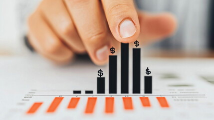 Aufkleber - Analyzing financial growth business performance metrics office environment graph trends