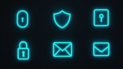 Fototapete - Graphic design of digital security icons safeguarding online information on dark  Blur Background