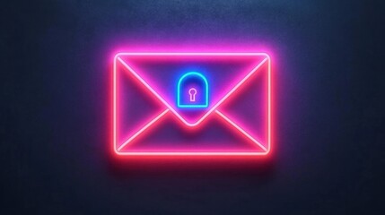 Fototapete - Secure email communication digital space graphic design neon environment modern viewpoint