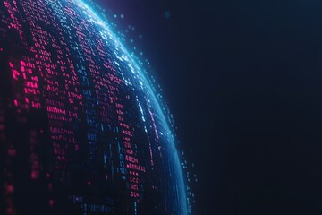 Gradient globe adverts style, data streams & binary code
