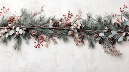 Wall Mural - Christmas garland on a light background.