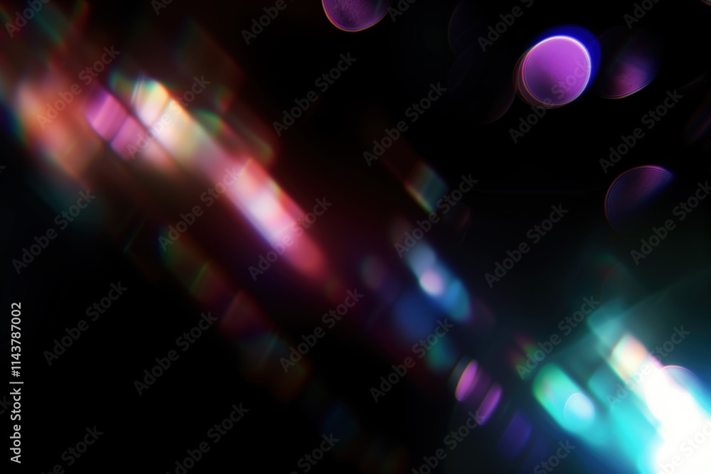 Vibrant abstract light streaks with colorful bokeh on dark background ...