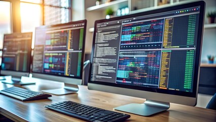 computer monitor with code on screen