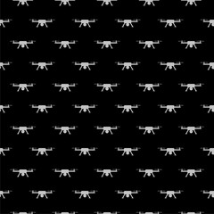 drone quadrocopter icon seamless pattern isolated on black background