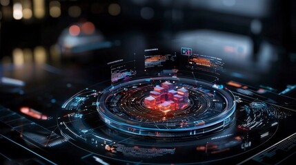 Fototapete - Futuristic logistics dashboard displaying data insights cyber environment digital visualization tech perspective