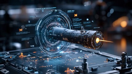 Poster - Satellite data analysis digital interface technology hub virtual environment futuristic view data visualization