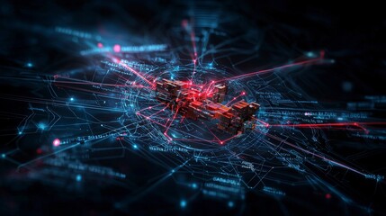 Aufkleber - Digital supply chain optimization map technology hub minimalist design data visualization futuristic environment