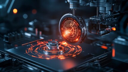Leinwandbilder - Advanced machine health monitor visualization tech lab digital display futuristic environment close-up view innovation focus