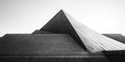 Leinwandbilder - Triangular shapes in black and white create a striking contrast against the roof background, emphasizing the geometric design and adding depth to the overall composition of the image.