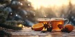 © Gular - Cozy taiga tea featuring orange and spices, set against a warm winter or autumn backdrop with a fir tree. Perfect for capturing the essence of taiga tea in your imagery.