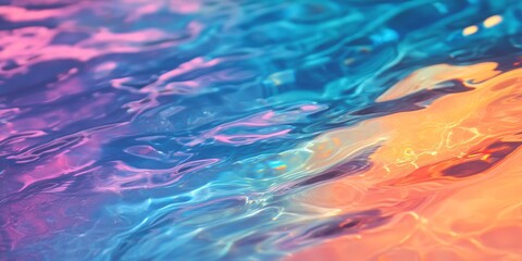 Poster - Water texture overlay effect designed for enhancing photos and mockups. This water texture creates a unique organic drop diagonal shadow caustic effect, featuring rainbow light refraction on surfaces.