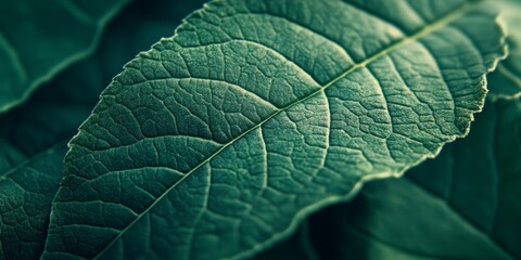 Aufkleber - Fresh leaf showcasing a vibrant green vegetative texture, highlighting the intricate details of the green vegetative texture that brings life to natural environments.