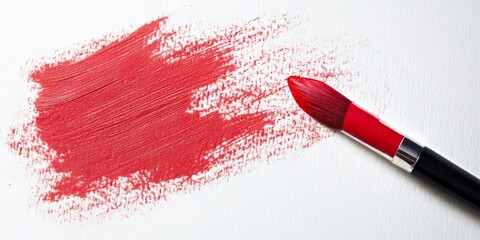 Aufkleber - Red oil pastel paint creates vibrant textures on white paper, showcasing the rich, bold color of red oil pastel paint for artistic expression and creativity in various art projects.