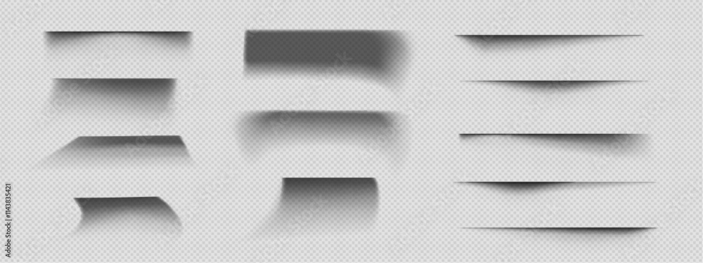 Form Shade Image Shadow effect of paper like shapes on transparent background. Realistic ...