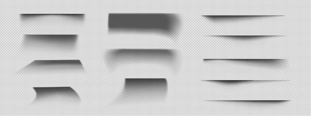 Wall Mural - shadow effect of paper like shapes on transparent background. realistic 3d vector illustration set o