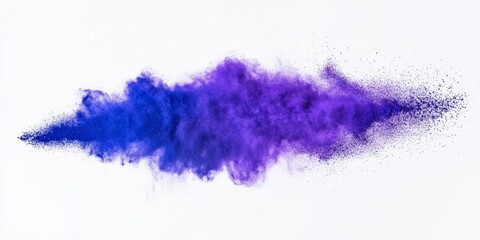 Aufkleber - Blue powder explosion creates a striking effect on a white background, forming a mauve color cloud. Witness the captivating blue dust explosion and the dynamic freeze motion of paint during Holi