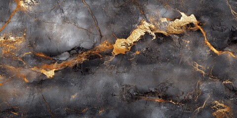 Fototapete - Black marble background featuring a stunning gold and brown pattern showcases the beauty of natural dark gray marble. This exquisite marble can enhance digital wall tiles and kitchen tile designs.
