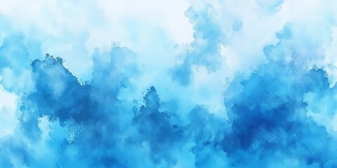 Poster - Blue watercolor background featuring soft hues and fluid textures, ideal for artistic projects. This blue watercolor background adds a serene touch, perfect for various creative uses.