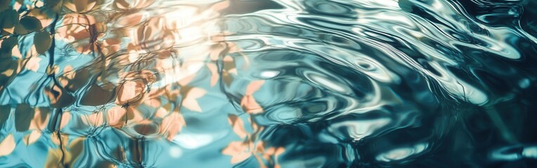 Aufkleber - Abstract representation of water and leaves demonstrating the beauty of nature's reflections during daylight