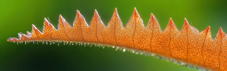 Poster - Close-up view of a leaf's edge revealing intricate serrations and textures in natural light