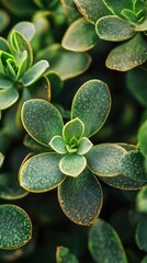 Poster - Detailed close-up of a jade plant leaf showcasing its lush green texture and unique shape in natural light